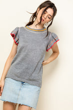 Load image into Gallery viewer, Embroidered Rib Knit Top - Gray