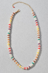 Pearl and Color Disc Necklace - Multi