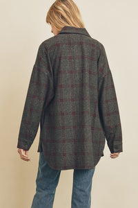 Subtle Plaid Oversized Shirt Jacket - Charcoal