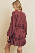 Load image into Gallery viewer, V-Neck Mini Swing Dress - Burgundy