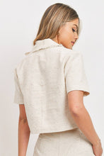Load image into Gallery viewer, Notch Collar Tweed Crop Top - Ivory