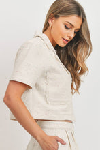 Load image into Gallery viewer, Notch Collar Tweed Crop Top - Ivory