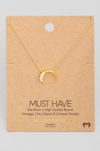 Mini Crescent Moon Pendant Necklace - Gold