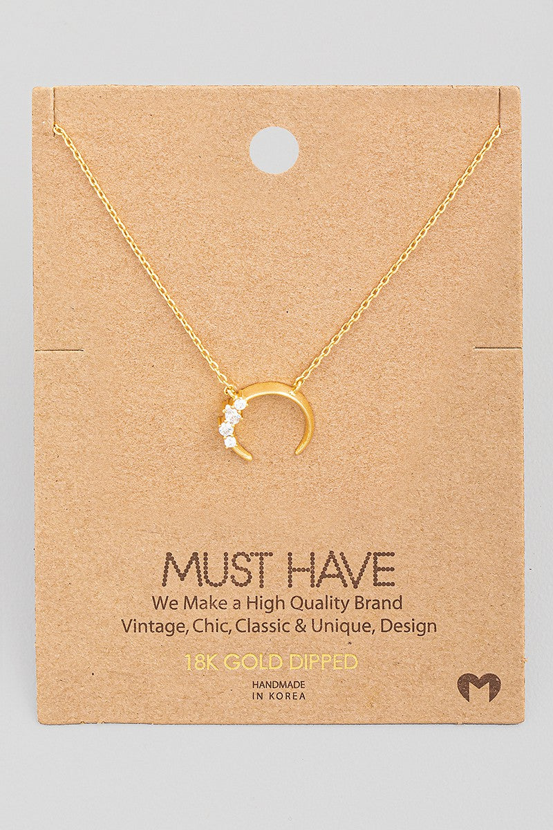 Mini Crescent Moon Pendant Necklace - Gold