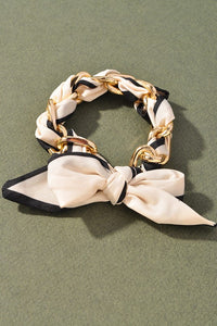 Silk Scarf Bracelet - Gold/Ivory