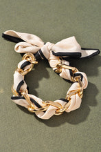 Load image into Gallery viewer, Silk Scarf Bracelet - Gold/Ivory