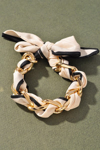Silk Scarf Bracelet - Gold/Ivory