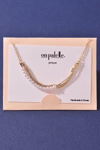 Multi Strand Pearl Necklace - Gold/Cream