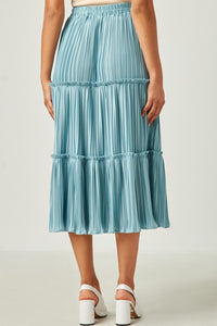 Pleated Tiered Skirt - Blue