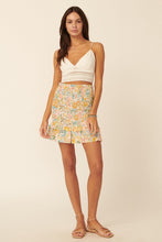 Load image into Gallery viewer, Floral Smocked Mini Skirt - Mustard/Olive