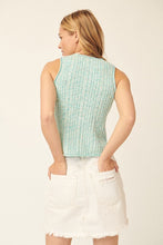 Load image into Gallery viewer, Speckled Ribbed Knit Tank - Aqua Blue