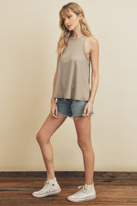 High Neck Flared Tank Top- Multiple Colors