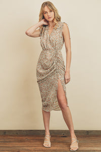 Just In Time Ruched Midi Dress - Wild Poppies