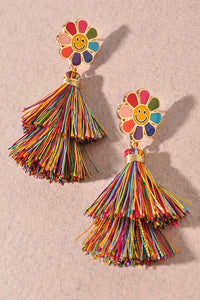 Smiley Tassel Earrings- Multiple Colors
