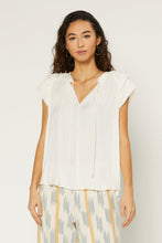 Load image into Gallery viewer, Split Neck W/ Self Tie Blouse - Creamy White