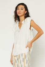 Load image into Gallery viewer, Split Neck W/ Self Tie Blouse - Creamy White