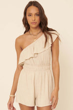 Load image into Gallery viewer, One Shoulder Ruffle Romper - Oatmeal