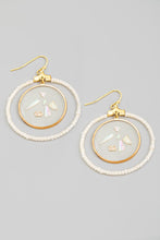 Load image into Gallery viewer, Clear Disc Circle Bead Drop Earrings - Ivory