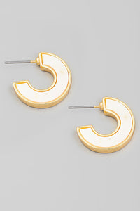 Mini Mother Of Pearl C Post Earrings - Gold