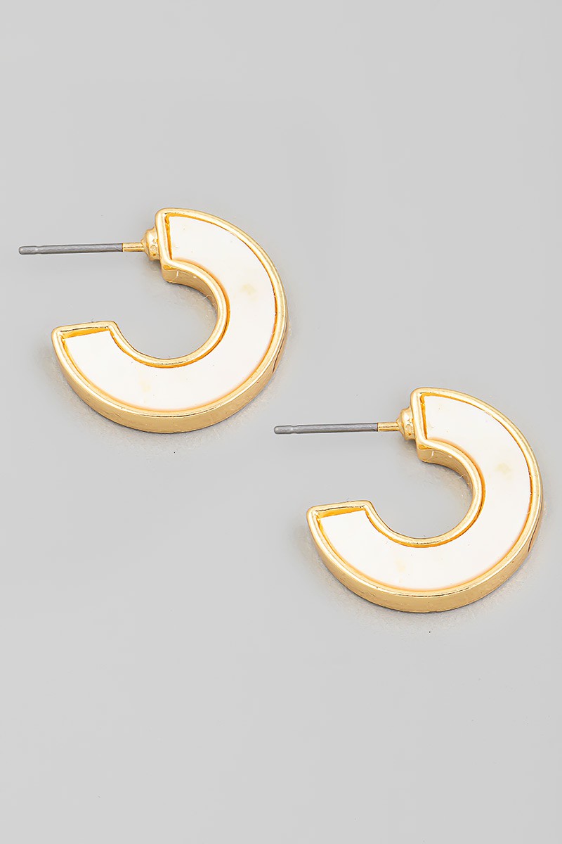 Mini Mother Of Pearl C Post Earrings - Gold