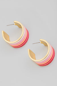 Striped Open Circle Cuff Earrings - More Colors