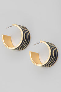 Striped Open Circle Cuff Earrings - More Colors
