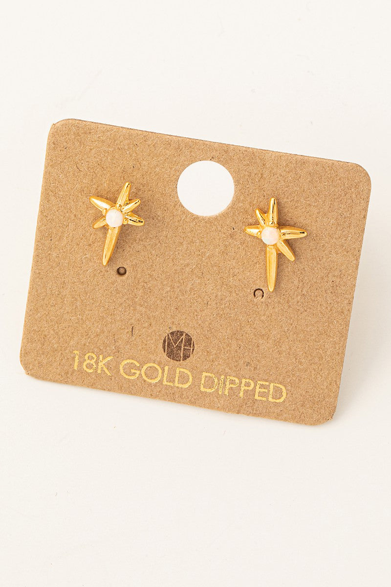 Mini Opal North Star Stud Earrings - Gold