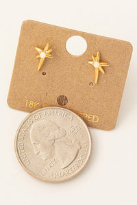 Mini Opal North Star Stud Earrings - Gold