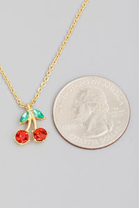 Rhinestone Cherry Necklace
