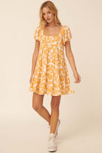 Load image into Gallery viewer, Floral Square Neck Babydoll Dress - Orange
