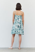 Load image into Gallery viewer, Ruffle Front Abstract Floral Mini Dress - Teal Dust