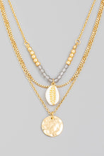 Load image into Gallery viewer, Layered Chain Cowrie Shell Disc Pendant Necklace