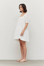 Load image into Gallery viewer, Square Neck Tiered Mini Dress - Off White