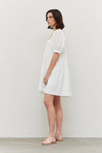 Load image into Gallery viewer, Square Neck Tiered Mini Dress - Off White