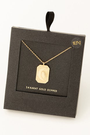 Gold Dipped Card Pendant Necklace
