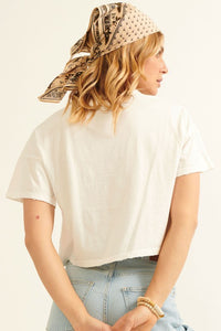 Smiley Cropped Tee - Ivory