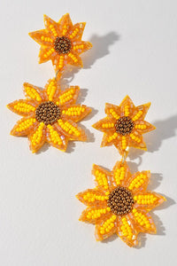 Sunflower Drop Earrings - Yellow
