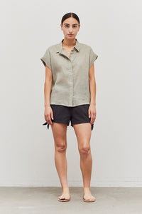 Short Sleeve Linen Shirt - Dry Thyme