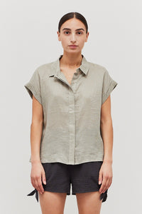 Short Sleeve Linen Shirt - Dry Thyme