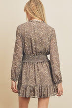 Load image into Gallery viewer, Smocked Waist Long Sleeve Mini Dress - Taupe/Lavender