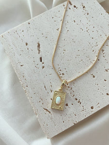 Opal Tag Necklace - Gold Filled