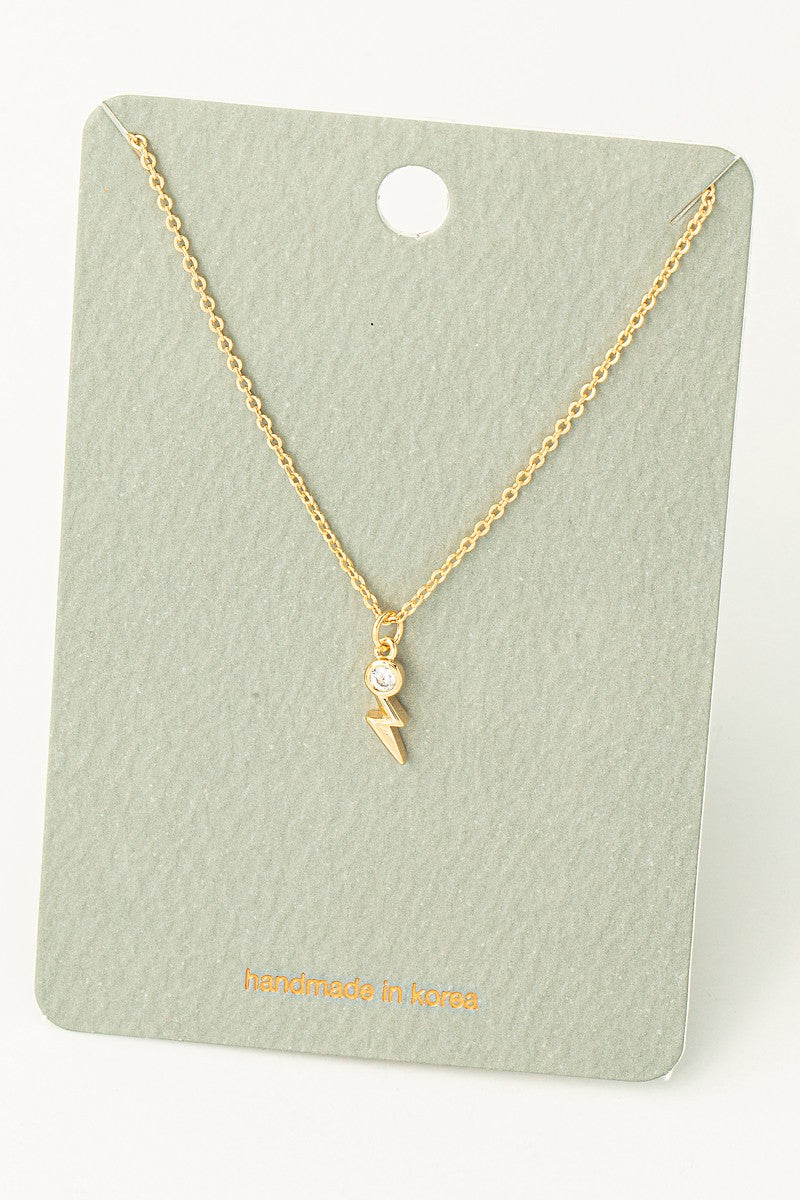 Mini Lightning Pendant Necklace - Gold