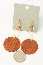 Load image into Gallery viewer, Square Wire w/Wood Disc Earrings - Brown