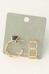 Wire Square Huggie Earrings - Gold