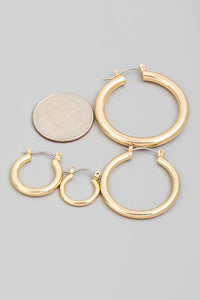 Smooth Assorted Gold Hoop Earrings - Gold