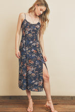 Load image into Gallery viewer, Open Back Floral Print Midi Dress - Dark Navy/Multi