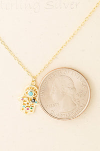 Hamsa Pendant Necklace - Gold