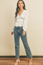 Load image into Gallery viewer, Ruched &amp; Shirred Satin Blouse - Pearl