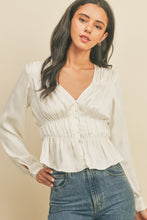 Load image into Gallery viewer, Ruched &amp; Shirred Satin Blouse - Pearl