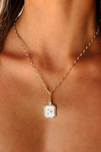 White Charm Necklace - Gold